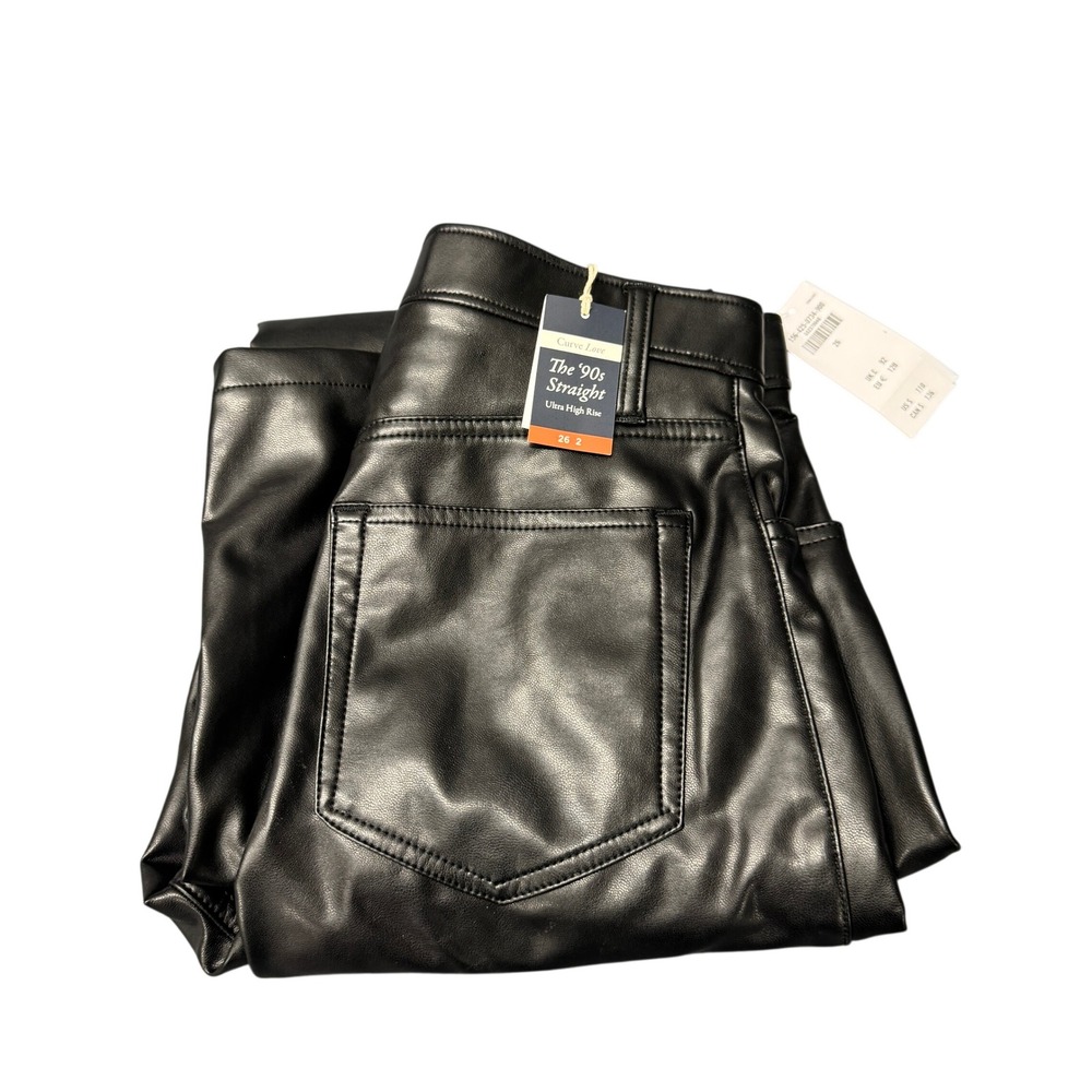 Abercrombie & Fitch Pants Womens 26/2 The 90s Straight Ultra High Rise Black NEW